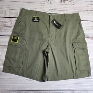 New Lee Men Size 42 Relaxed Fit Active Stretch Cargo Shorts Green Flex Waistband